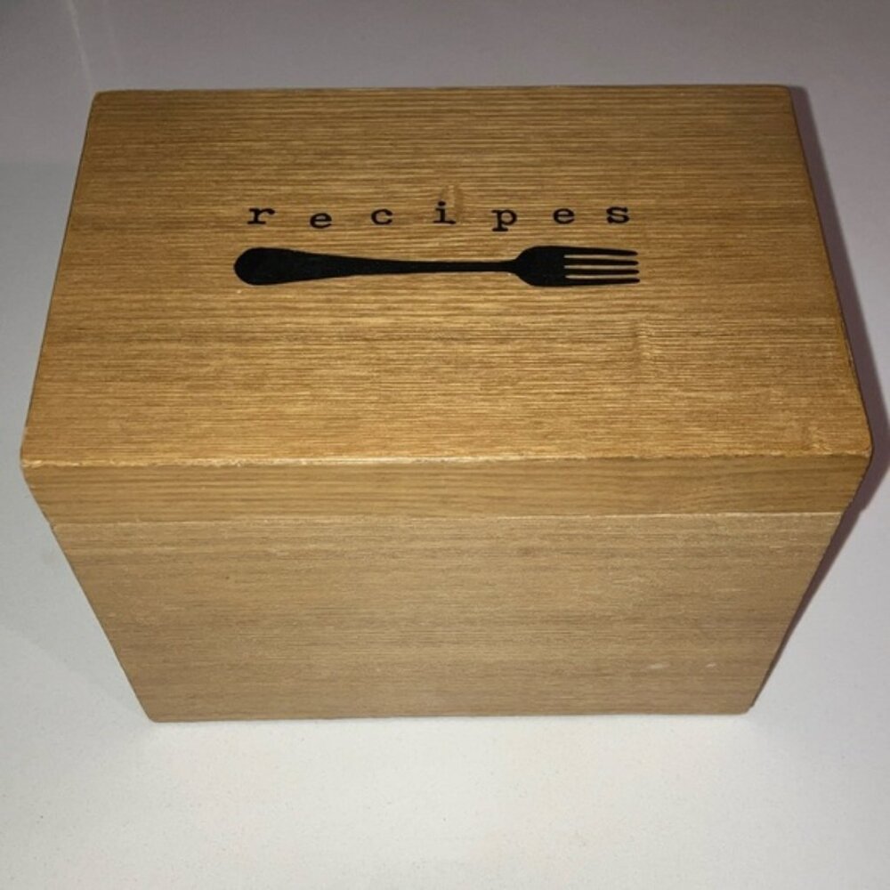 Wooden Recipe Box with Fork Design
